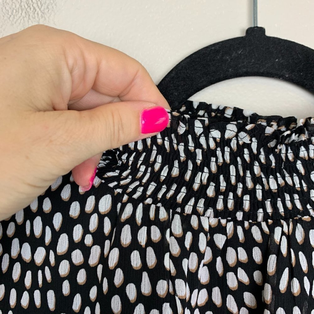 J. Crew Factory Rouched Neck Sheer Long Sleeved Animal Print Blouse Size Small P - Picture 2 of 10